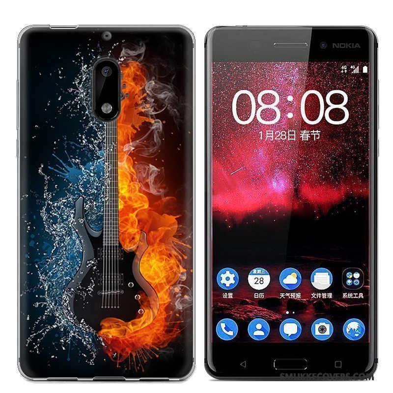 Etui Nokia 6 Cartoon Telefonblå, Cover Nokia 6 Malet Trend