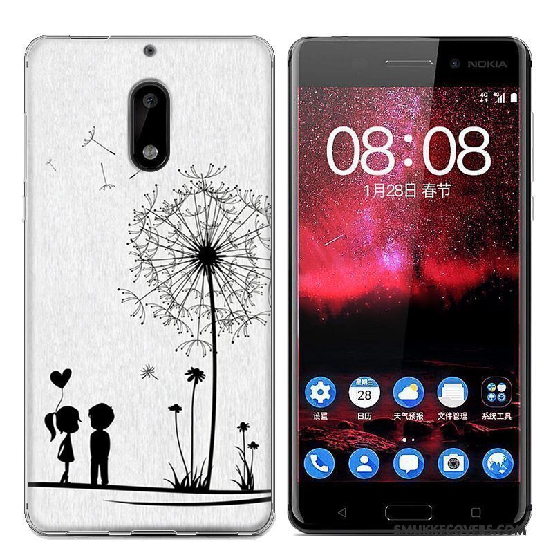 Etui Nokia 6 Cartoon Telefonblå, Cover Nokia 6 Malet Trend