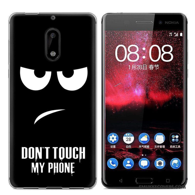 Etui Nokia 6 Cartoon Telefonblå, Cover Nokia 6 Malet Trend