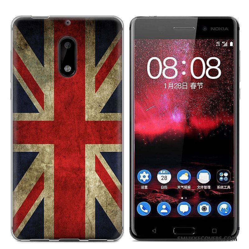 Etui Nokia 6 Cartoon Telefonblå, Cover Nokia 6 Malet Trend