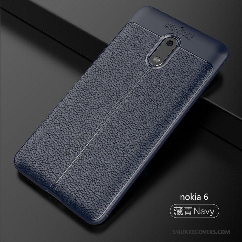 Etui Nokia 6 Læder Telefonmønster, Cover Nokia 6 Silikone Sort Anti-fald