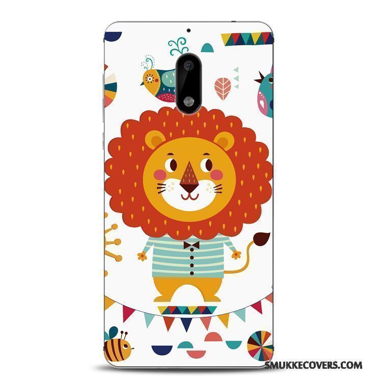 Etui Nokia 6 Silikone Orange Telefon, Cover Nokia 6 Beskyttelse Blomster Løve