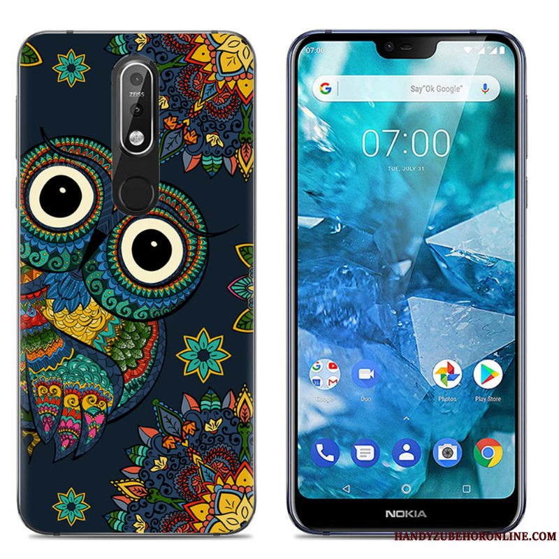 Etui Nokia 7.1 Blød Gennemsigtig Telefon, Cover Nokia 7.1 Farve Trend Stor