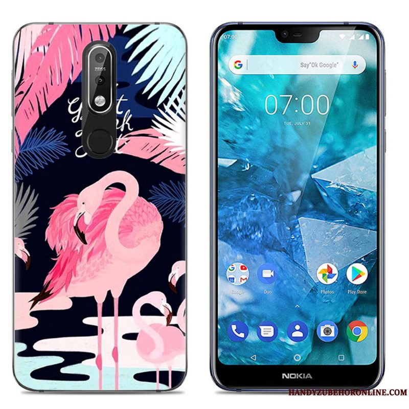 Etui Nokia 7.1 Blød Gennemsigtig Telefon, Cover Nokia 7.1 Farve Trend Stor