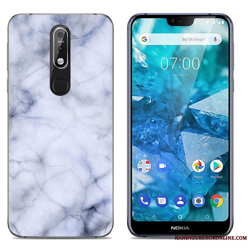 Etui Nokia 7.1 Blød Gennemsigtig Telefon, Cover Nokia 7.1 Farve Trend Stor