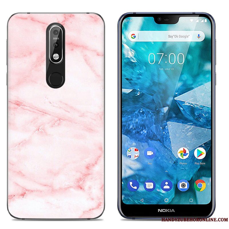 Etui Nokia 7.1 Blød Gennemsigtig Telefon, Cover Nokia 7.1 Farve Trend Stor