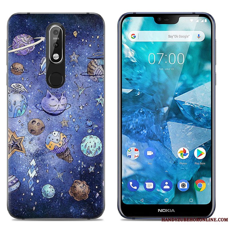 Etui Nokia 7.1 Blød Gennemsigtig Telefon, Cover Nokia 7.1 Farve Trend Stor