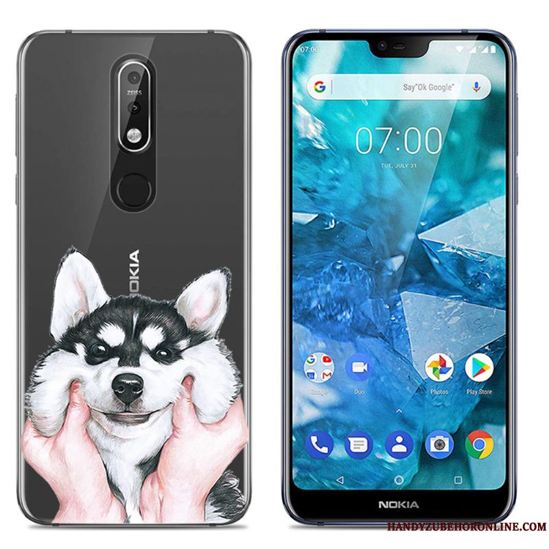 Etui Nokia 7.1 Blød Gennemsigtig Telefon, Cover Nokia 7.1 Farve Trend Stor