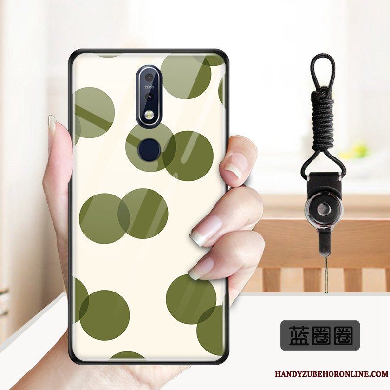 Etui Nokia 7.1 Blød Smuk Telefon, Cover Nokia 7.1 Cartoon Hærdet Glas Gul