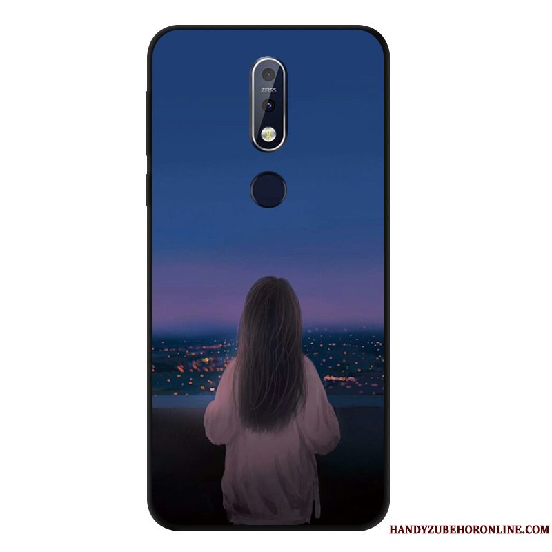 Etui Nokia 7.1 Blød Vind Anti-fald, Cover Nokia 7.1 Silikone Telefonsort