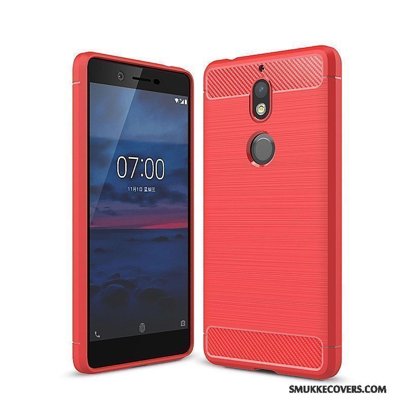 Etui Nokia 7 Blød Rød Fiber, Cover Nokia 7 Tasker