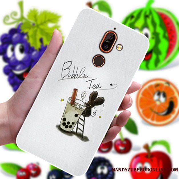 Etui Nokia 7 Plus Cartoon Blomster Elskeren, Cover Nokia 7 Plus Gul Anti-fald