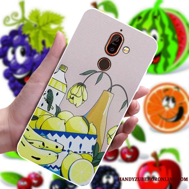 Etui Nokia 7 Plus Cartoon Blomster Elskeren, Cover Nokia 7 Plus Gul Anti-fald