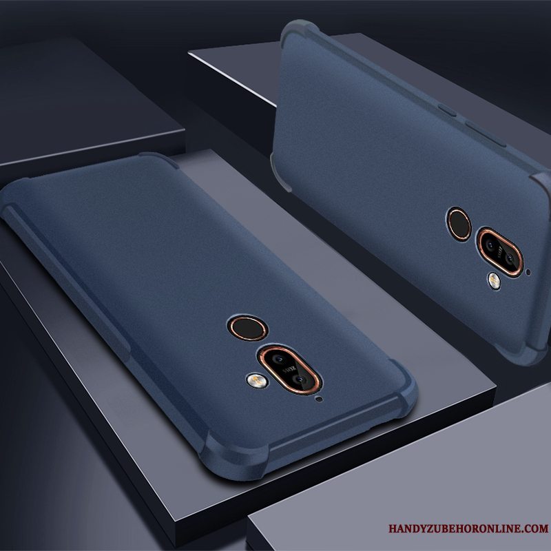 Etui Nokia 7 Plus Tasker Nubuck Telefon, Cover Nokia 7 Plus Beskyttelse Lilla Anti-fald