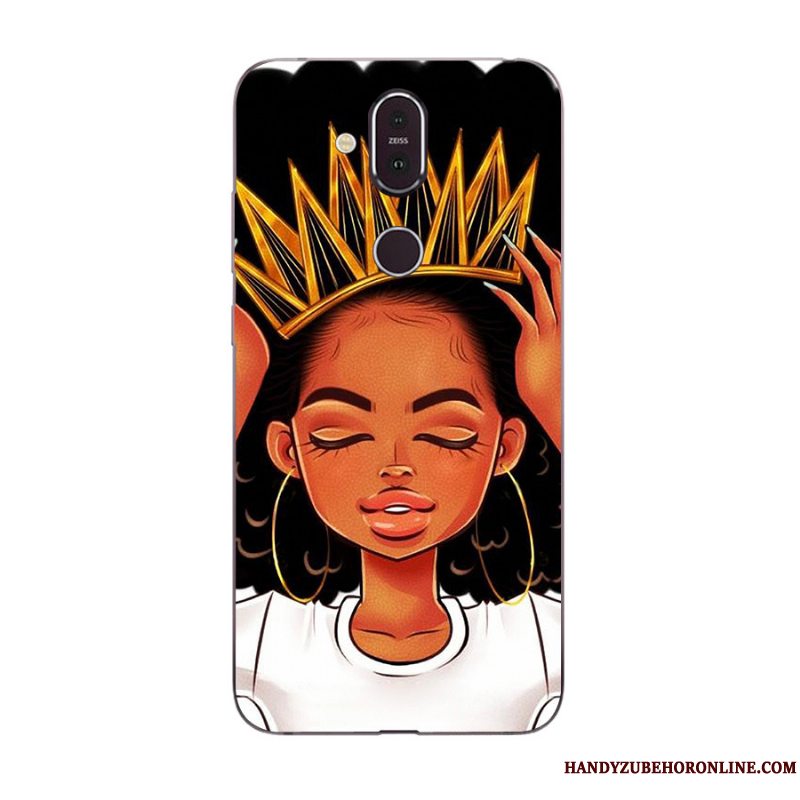 Etui Nokia 8.1 Cartoon Anti-fald Ny, Cover Nokia 8.1 Malet Grøn