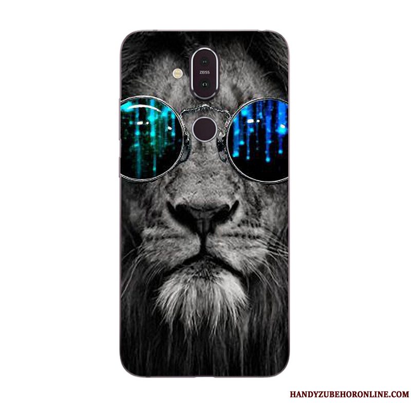 Etui Nokia 8.1 Cartoon Anti-fald Ny, Cover Nokia 8.1 Malet Grøn