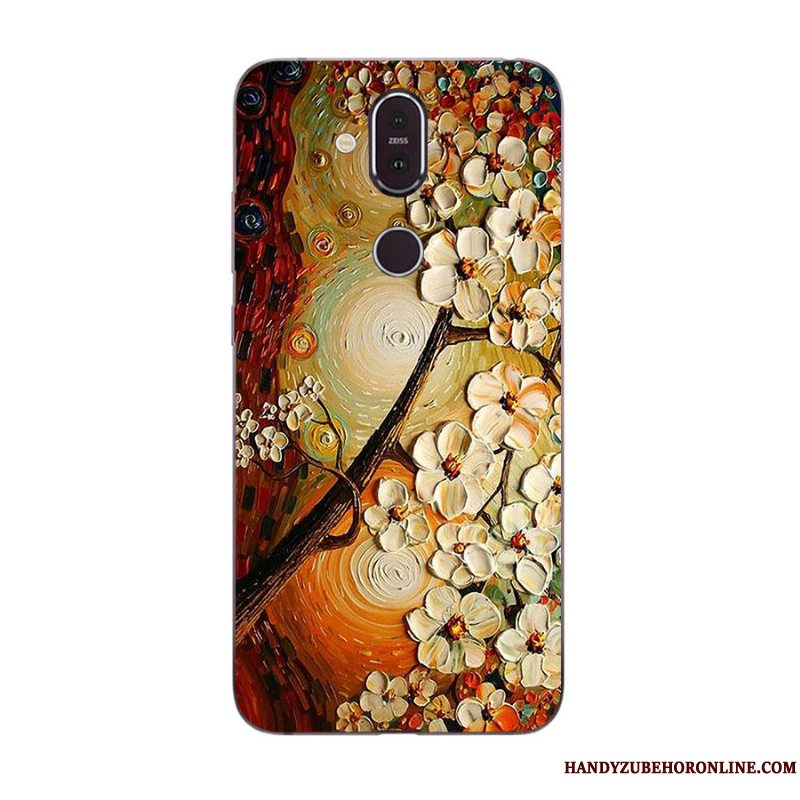 Etui Nokia 8.1 Malet Ny Lyserød, Cover Nokia 8.1 Cartoon Anti-fald