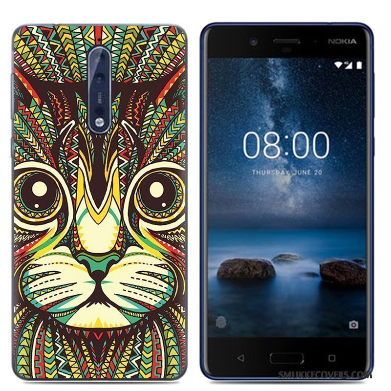 Etui Nokia 8 Kreativ Telefonaf Personlighed, Cover Nokia 8 Cartoon Hvid