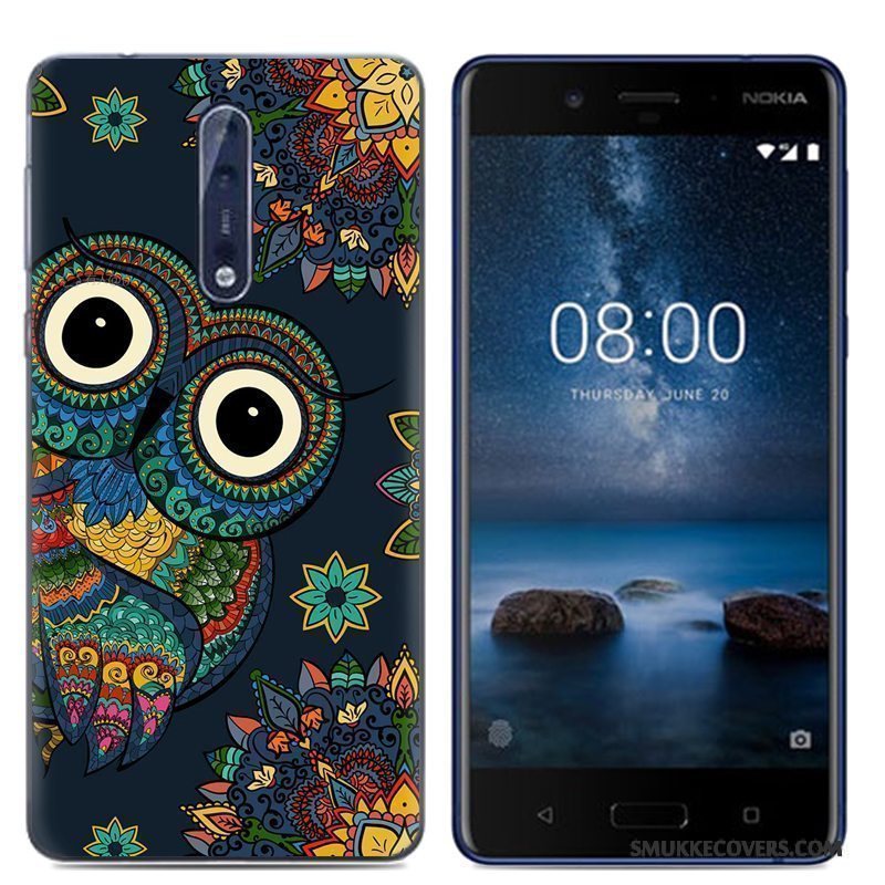 Etui Nokia 8 Kreativ Telefonaf Personlighed, Cover Nokia 8 Cartoon Hvid