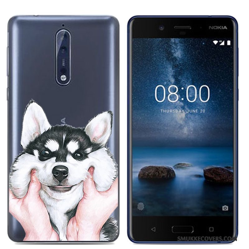 Etui Nokia 8 Kreativ Telefonaf Personlighed, Cover Nokia 8 Cartoon Hvid