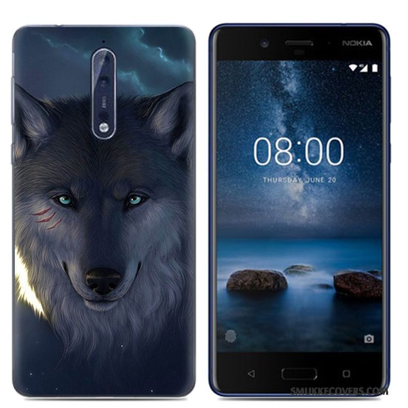 Etui Nokia 8 Kreativ Telefonaf Personlighed, Cover Nokia 8 Cartoon Hvid