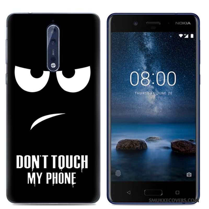 Etui Nokia 8 Kreativ Telefonaf Personlighed, Cover Nokia 8 Cartoon Hvid