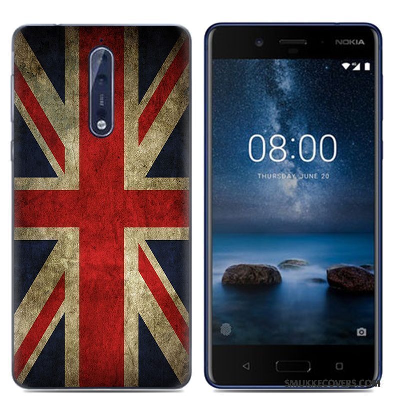 Etui Nokia 8 Kreativ Telefonaf Personlighed, Cover Nokia 8 Cartoon Hvid