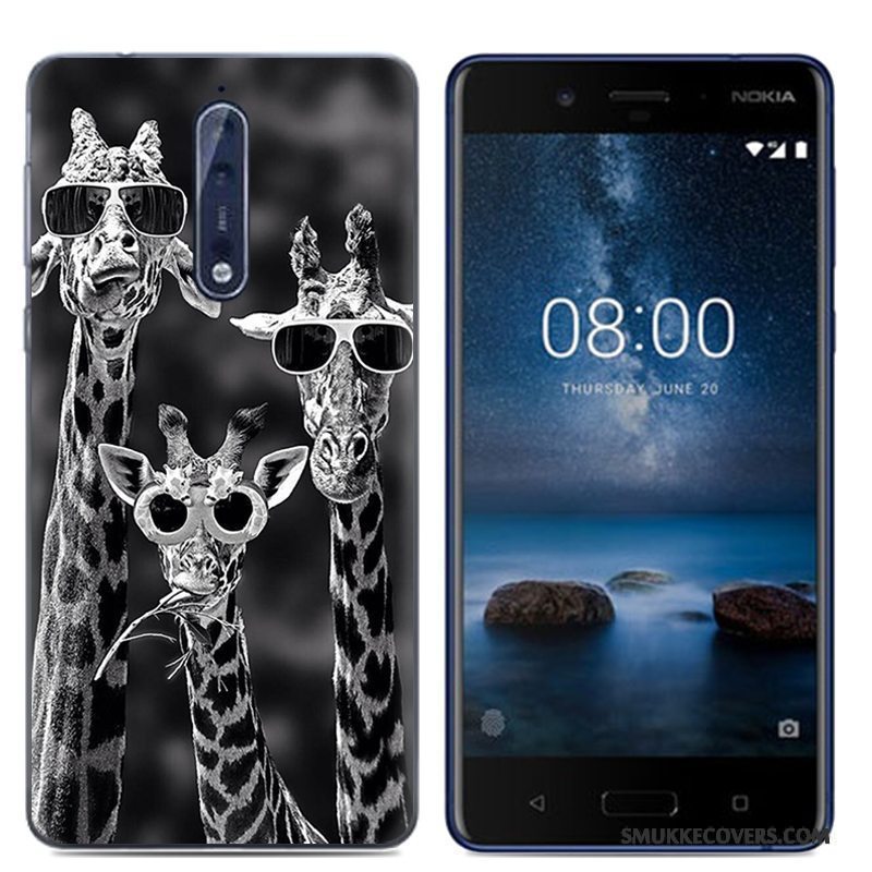 Etui Nokia 8 Kreativ Telefonaf Personlighed, Cover Nokia 8 Cartoon Hvid