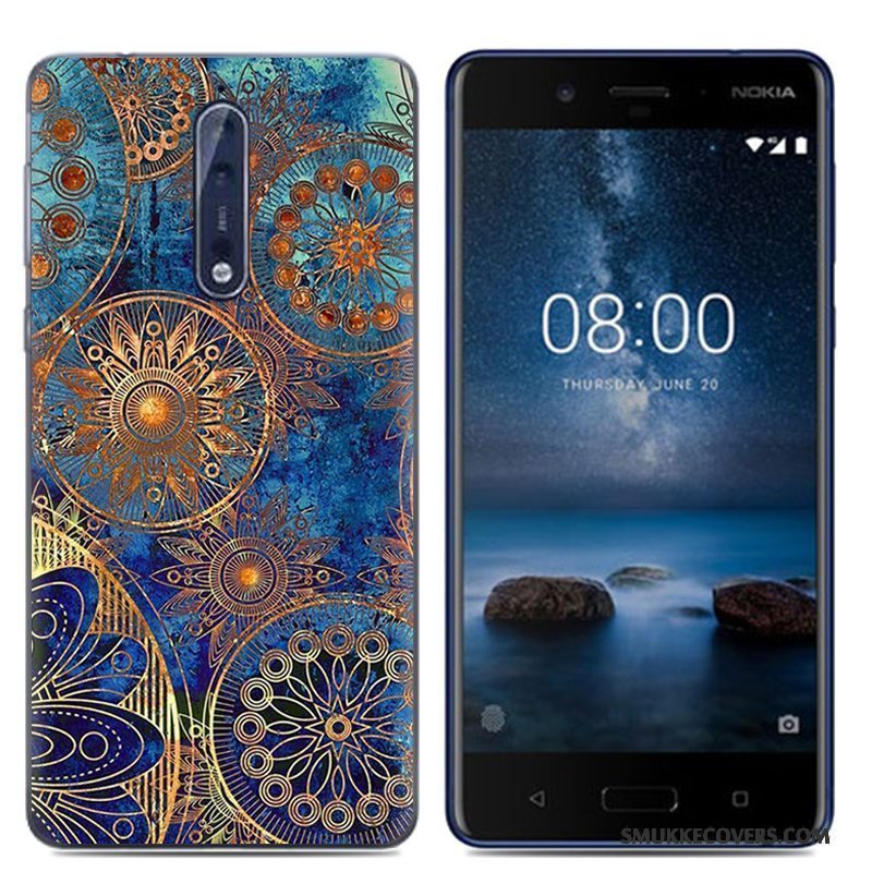 Etui Nokia 8 Kreativ Telefonaf Personlighed, Cover Nokia 8 Cartoon Hvid