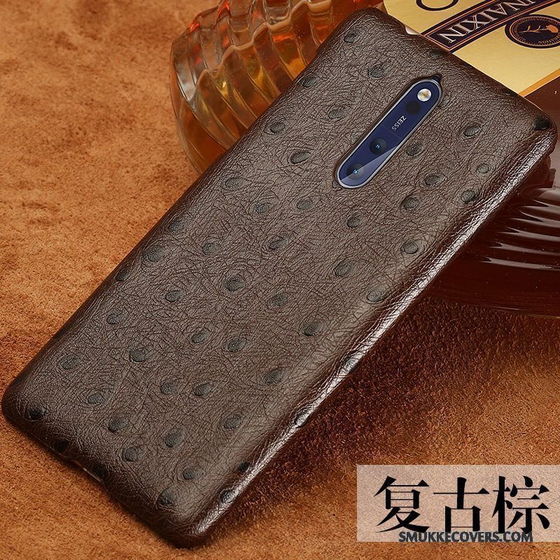 Etui Nokia 8 Læder Trend Anti-fald, Cover Nokia 8 Vintage Sort Tilpas