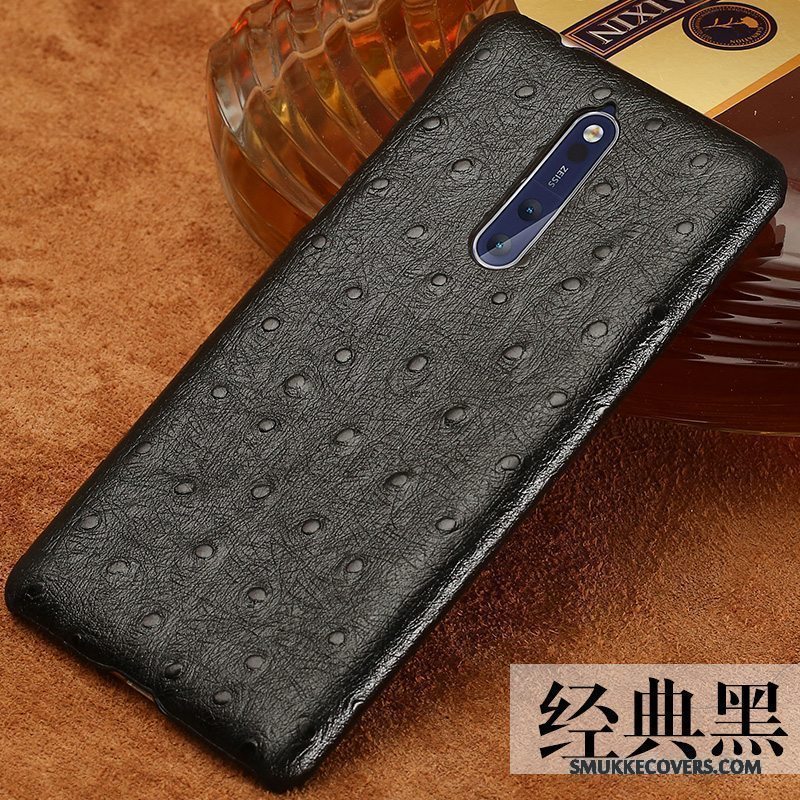 Etui Nokia 8 Læder Trend Anti-fald, Cover Nokia 8 Vintage Sort Tilpas