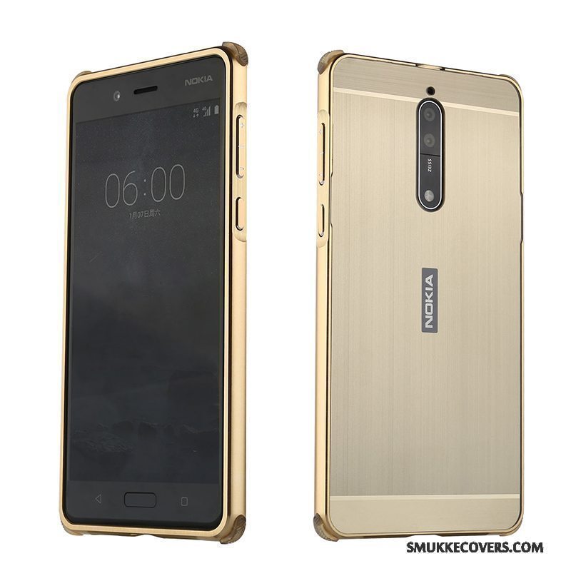 Etui Nokia 8 Metal Hård Telefon, Cover Nokia 8 Beskyttelse Lyserød Af Personlighed