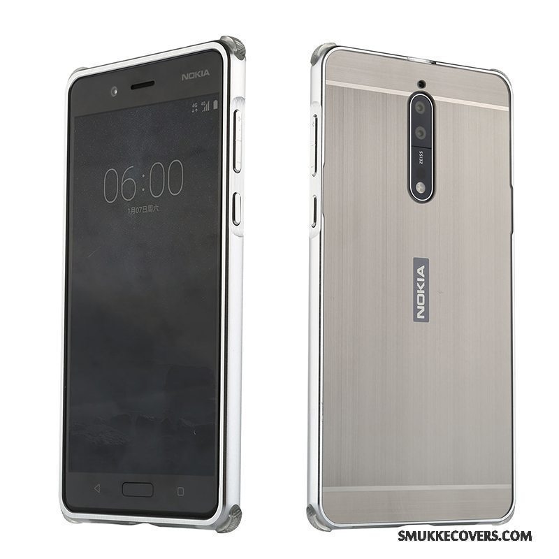 Etui Nokia 8 Metal Hård Telefon, Cover Nokia 8 Beskyttelse Lyserød Af Personlighed