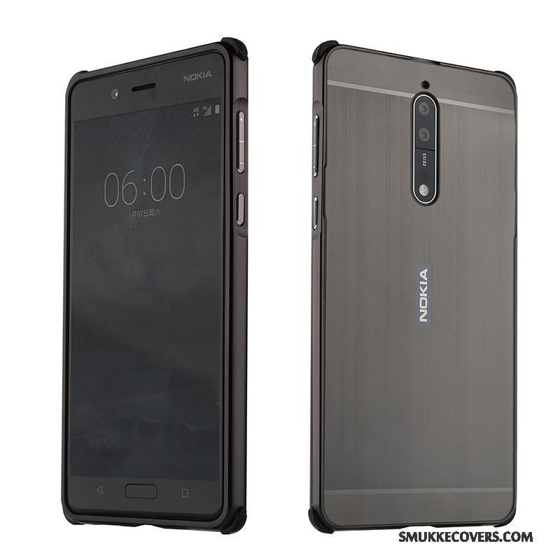 Etui Nokia 8 Metal Hård Telefon, Cover Nokia 8 Beskyttelse Lyserød Af Personlighed