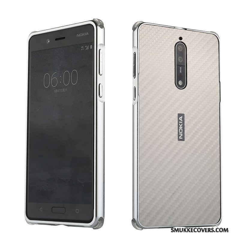 Etui Nokia 8 Metal Ramme Anti-fald, Cover Nokia 8 Tasker Bagdæksel Trend