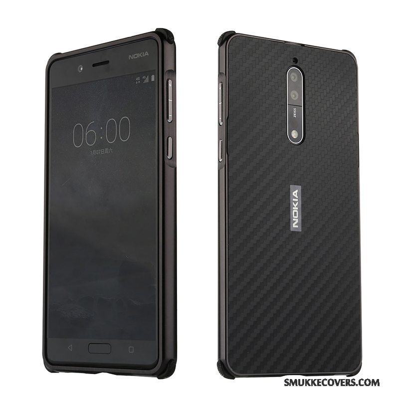 Etui Nokia 8 Metal Ramme Anti-fald, Cover Nokia 8 Tasker Bagdæksel Trend