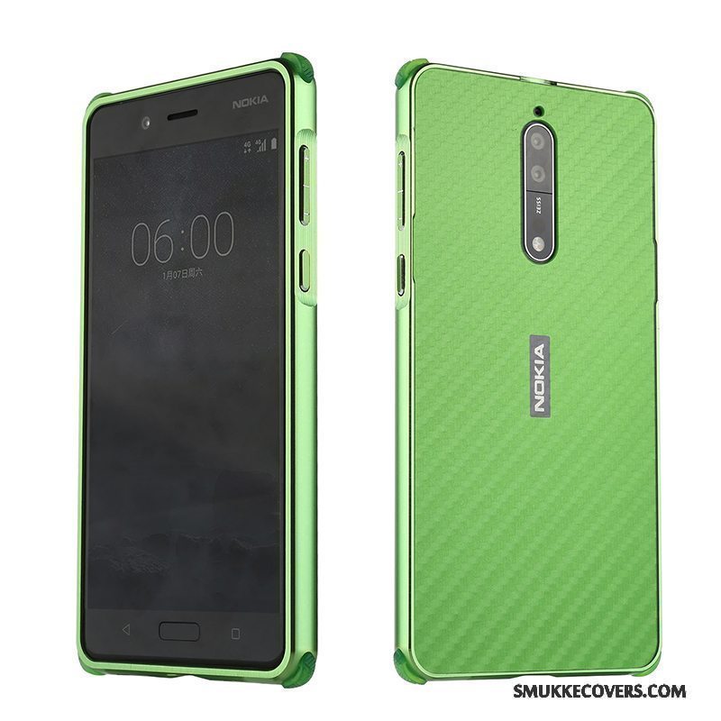 Etui Nokia 8 Metal Ramme Anti-fald, Cover Nokia 8 Tasker Bagdæksel Trend