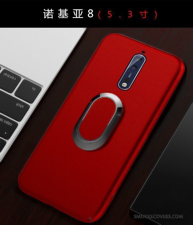 Etui Nokia 8 Tasker Nubuck Telefon, Cover Nokia 8 Ny Rød