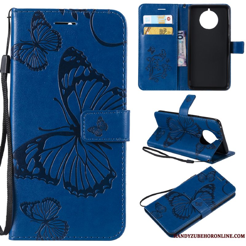 Etui Nokia 9 Pureview Beskyttelse Mønster Anti-fald, Cover Nokia 9 Pureview Læder Sommerfugl Blomster Kort