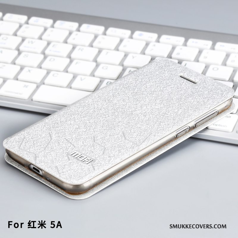 Etui Redmi 5a Silikone Lyserød Telefon, Cover Redmi 5a Læder Nubuck Rød