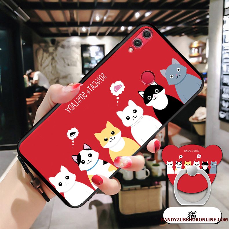 Etui Redmi 7 Silikone Rød Anti-fald, Cover Redmi 7 Cartoon Telefon