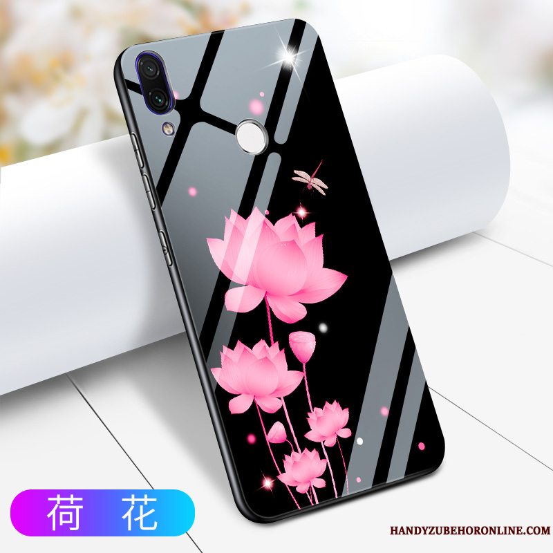 Etui Redmi 7 Tasker Net Red Trendy, Cover Redmi 7 Silikone Glas Sort