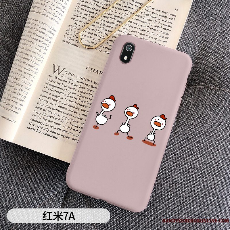 Etui Redmi 7a Beskyttelse Nubuck Trendy, Cover Redmi 7a Tasker Lyserød Lille Sektion