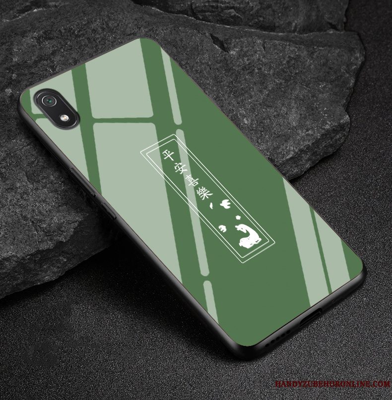 Etui Redmi 7a Mode Glas Kinesisk Stil, Cover Redmi 7a Silikone Telefongrøn
