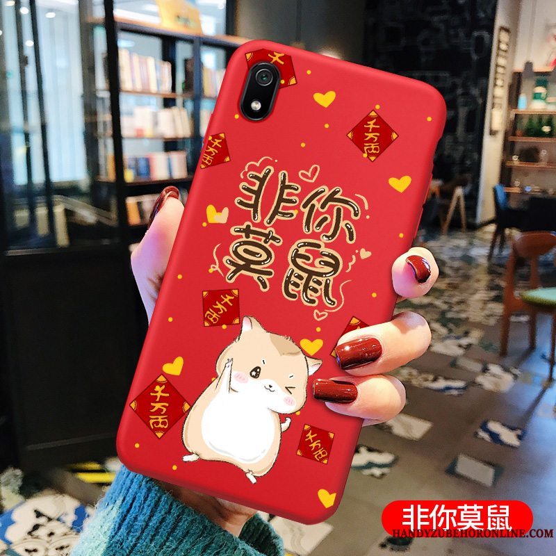 Etui Redmi 7a Silikone Let Tynd Telefon, Cover Redmi 7a Beskyttelse Rød Lille Sektion