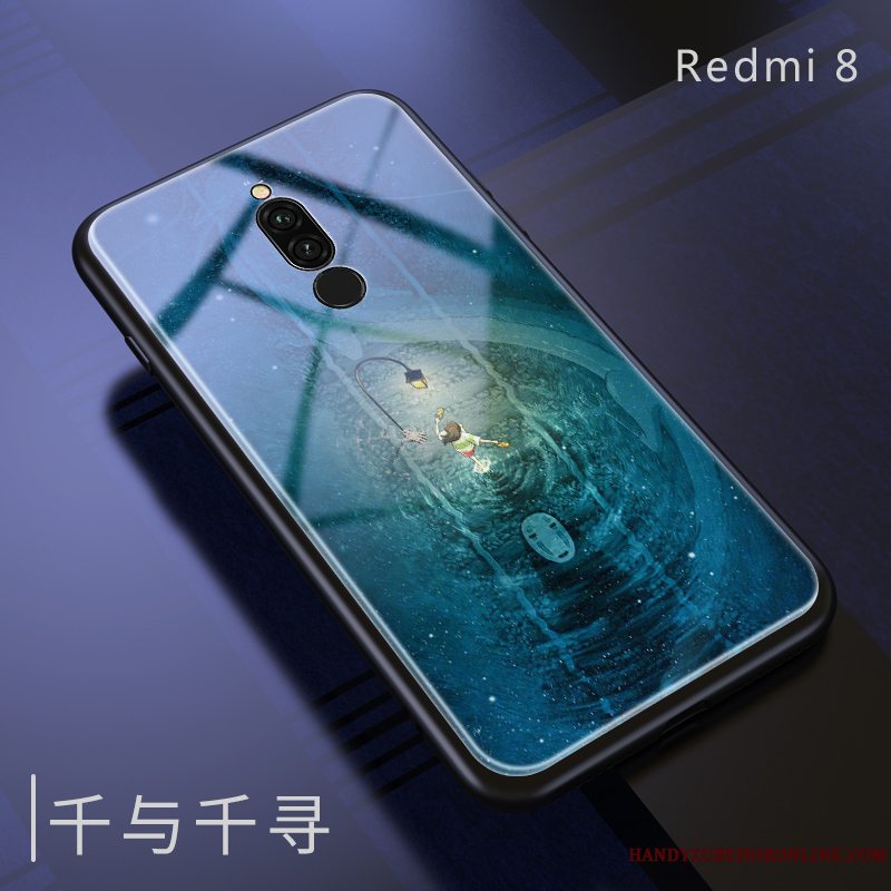 Etui Redmi 8 Beskyttelse Dragon Hvid, Cover Redmi 8 Blød Glas Lilla