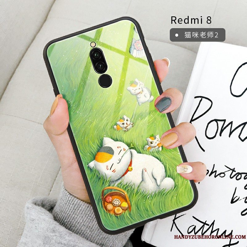 Etui Redmi 8 Cartoon Anti-fald Rød, Cover Redmi 8 Tasker Lille Sektion Net Red