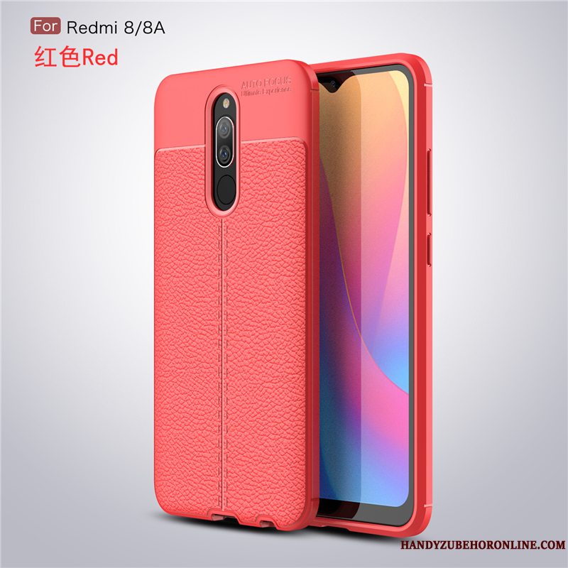 Etui Redmi 8 Læder Business Mønster, Cover Redmi 8 Kreativ Rød Lille Sektion