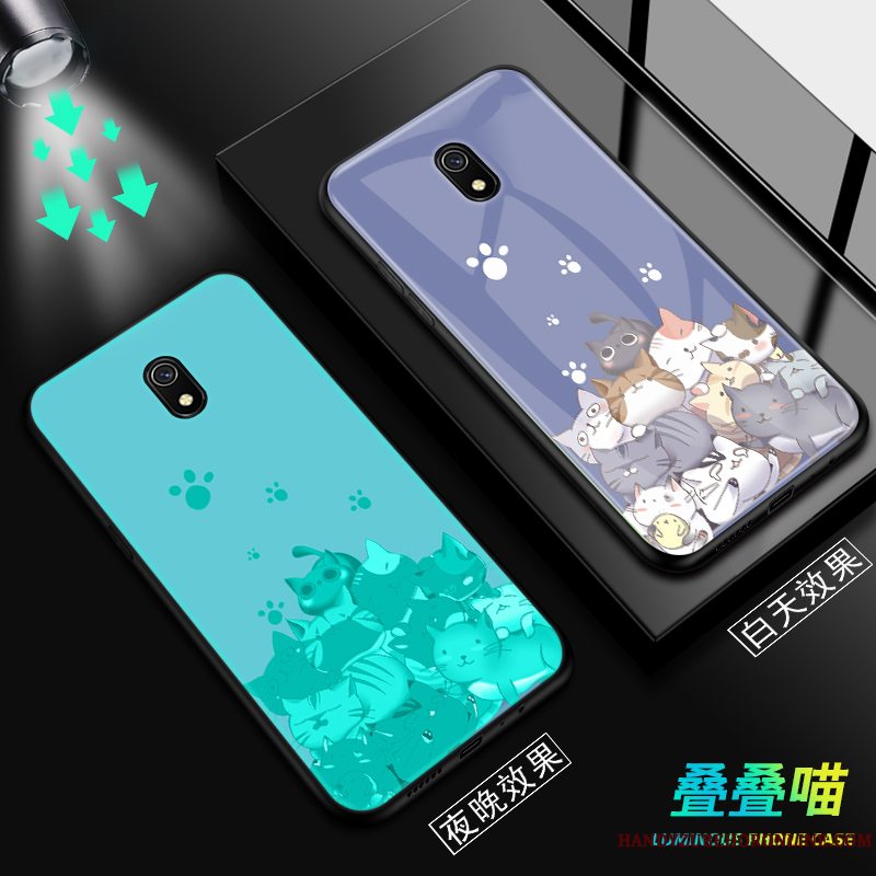 Etui Redmi 8a Beskyttelse Lille Sektion Sort, Cover Redmi 8a Tasker Lyser Glas