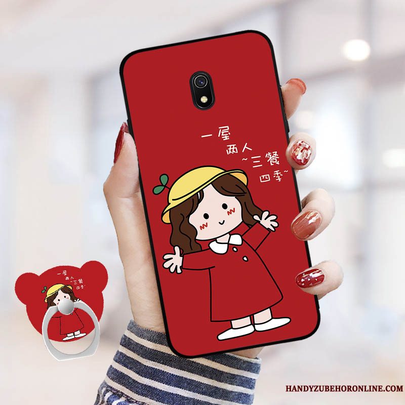 Etui Redmi 8a Cartoon Hærdning Skærmbeskyttelse, Cover Redmi 8a Beskyttelse Rød Telefon